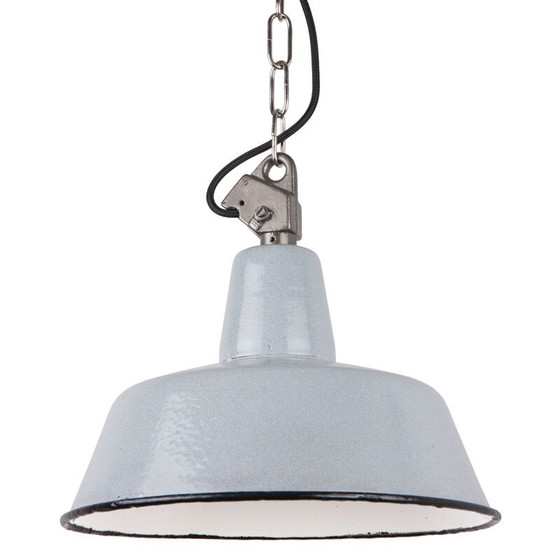 Image 1 of Lampe suspendue vintage en émail gris, Pologne 1960