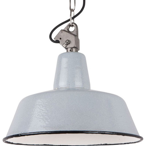 Lampe suspendue vintage en émail gris, Pologne 1960