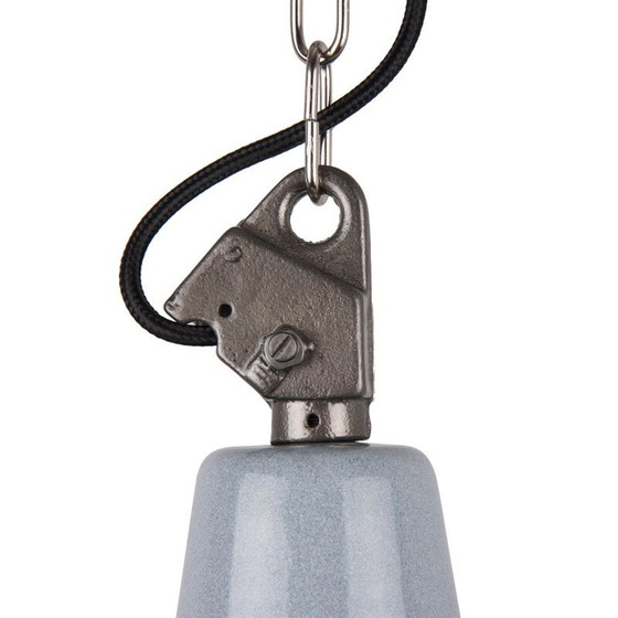 Image 1 of Lampe suspendue vintage en émail gris, Pologne 1960