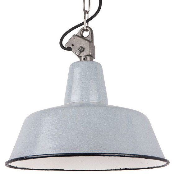 Image 1 of Lampe suspendue vintage en émail gris, Pologne 1960