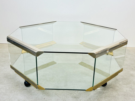 Image 1 of Galotti & Radice - Table basse octogonale sur roulettes