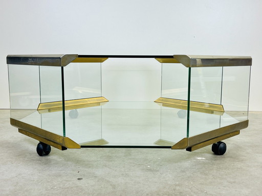 Galotti & Radice - Table basse octogonale sur roulettes