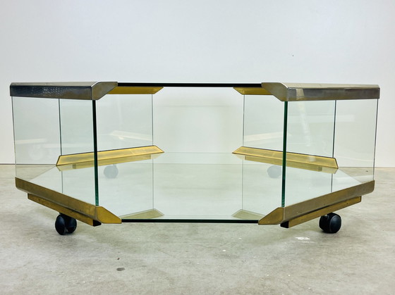 Image 1 of Galotti & Radice - Table basse octogonale sur roulettes