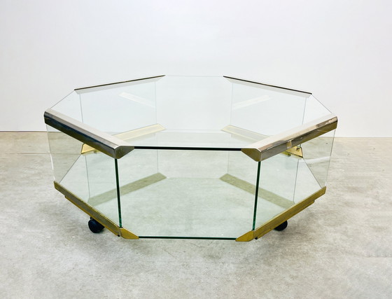 Image 1 of Galotti & Radice - Table basse octogonale sur roulettes