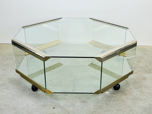 Galotti & Radice - Table basse octogonale sur roulettes