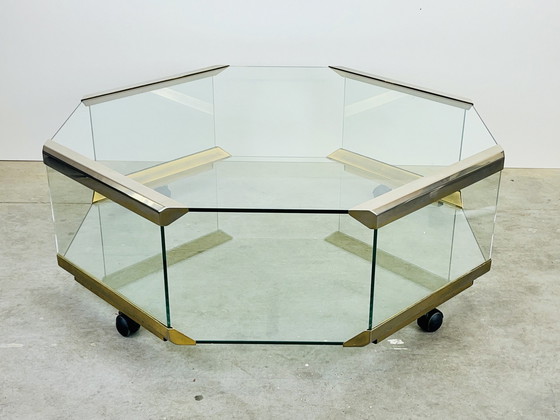 Image 1 of Galotti & Radice - Table basse octogonale sur roulettes