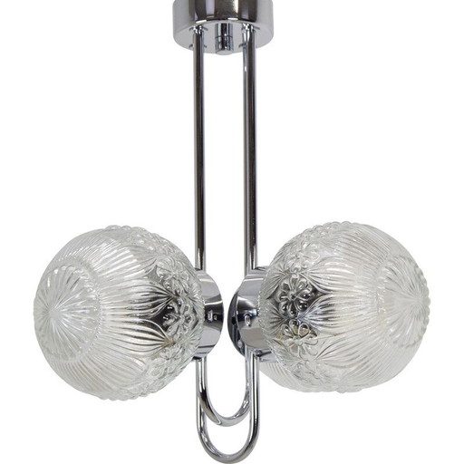 Paire de lustres chromés du milieu du siècle par Instala Decin, Tchécoslovaquie, années 1970