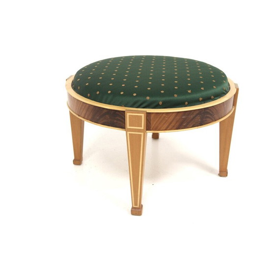Image 1 of Pouf vintage en acajou et tissu, Suède 1990
