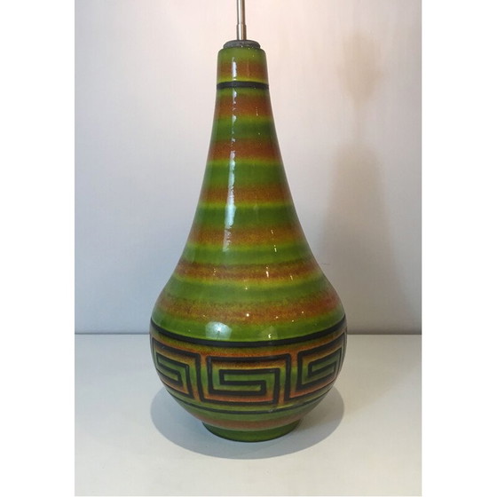 Image 1 of Lampe vintage en céramique avec motif de clé grecque, France 1970