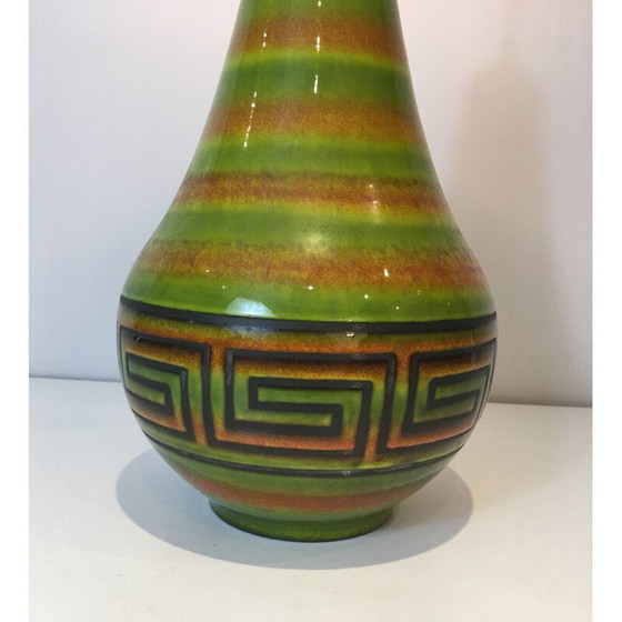 Image 1 of Lampe vintage en céramique avec motif de clé grecque, France 1970