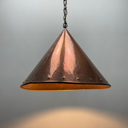 Suspension conique en cuivre par E.S Horn Aalestrup, Danemark 1950