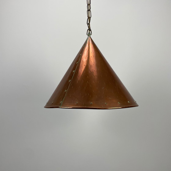 Image 1 of Suspension conique en cuivre par E.S Horn Aalestrup, Danemark 1950