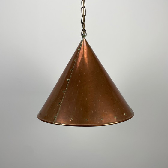 Image 1 of Suspension conique en cuivre par E.S Horn Aalestrup, Danemark 1950