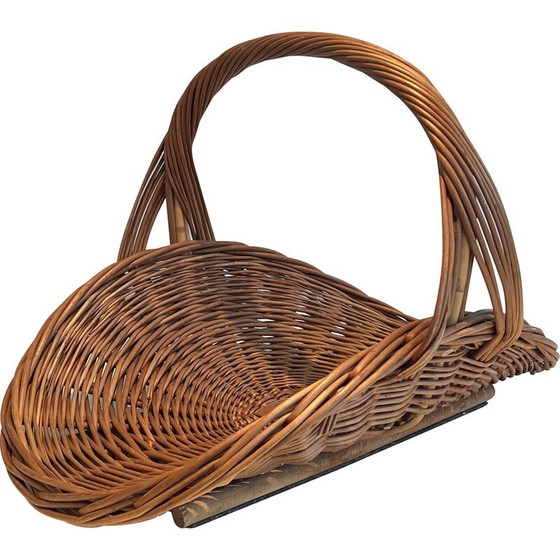Image 1 of Porte-bûches vintage en rotin, France 1970