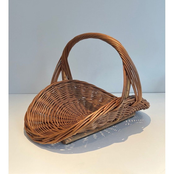 Image 1 of Porte-bûches vintage en rotin, France 1970