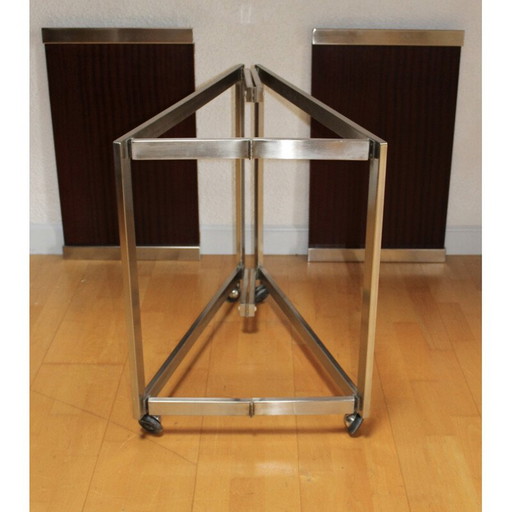 Chariot vintage en acier brossé et poli par Georges Frydman pour Efa, 1960