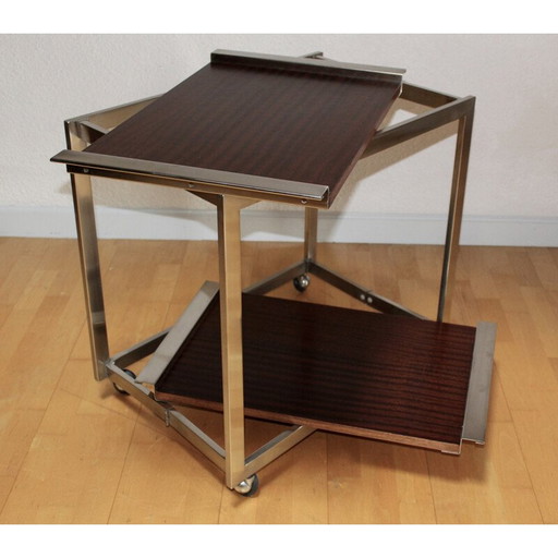 Chariot vintage en acier brossé et poli par Georges Frydman pour Efa, 1960