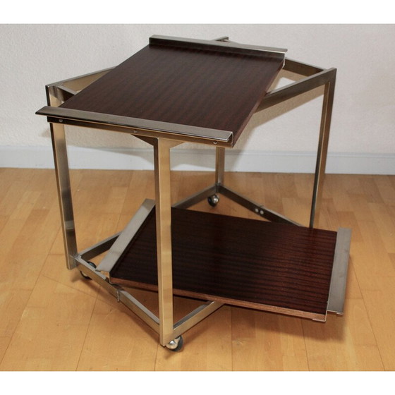 Image 1 of Chariot vintage en acier brossé et poli par Georges Frydman pour Efa, 1960