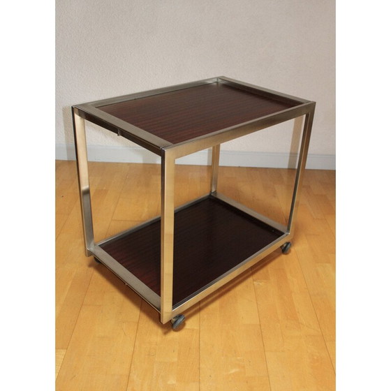 Image 1 of Chariot vintage en acier brossé et poli par Georges Frydman pour Efa, 1960