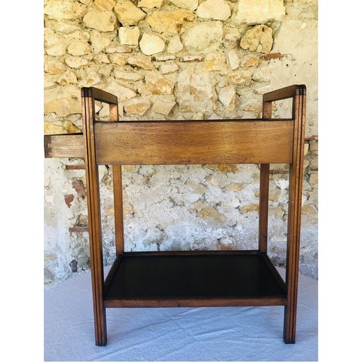 Chariot de bar vintage en noyer 1950