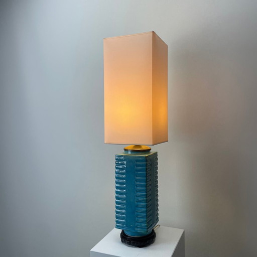 Lampe de table en céramique Cong chinoise du début du 20e siècle