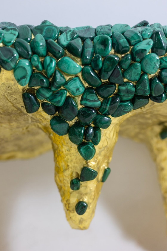 Image 1 of Console En Malachite À Décor De Stalactites. Travail Contemporain.