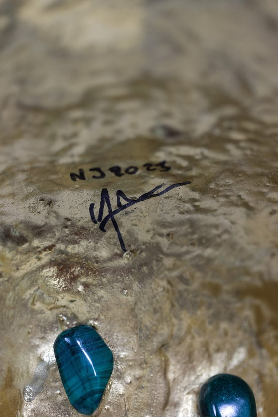 Image 1 of Console En Malachite À Décor De Stalactites. Travail Contemporain.