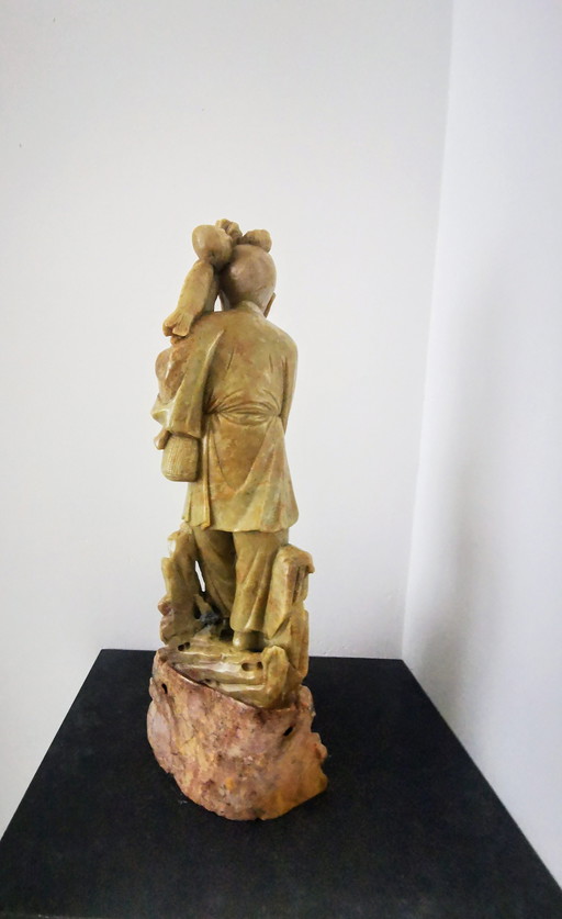 Statue en pierre ollaire, Dieu chanceux chinois Shou