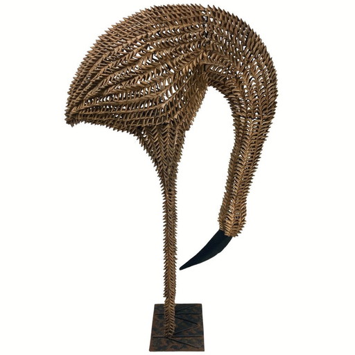 Lampe oiseau en bambou et rotin, 1960S