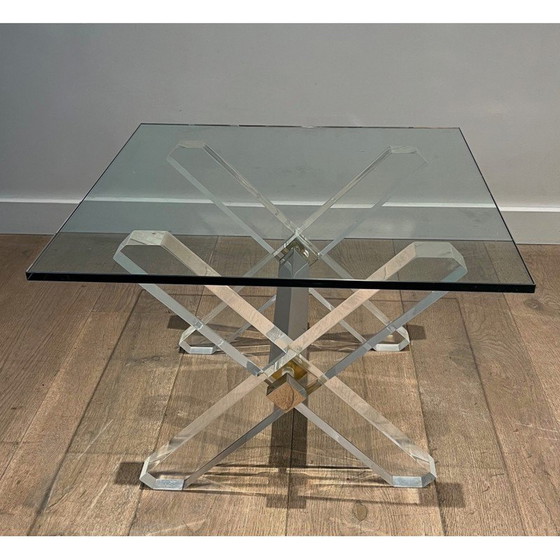 Image 1 of Paire de bouts de canapé vintage en plexiglas et chrome