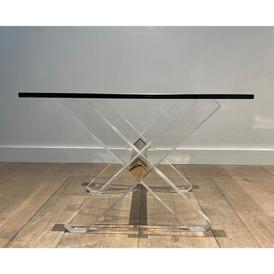 Image 1 of Paire de bouts de canapé vintage en plexiglas et chrome