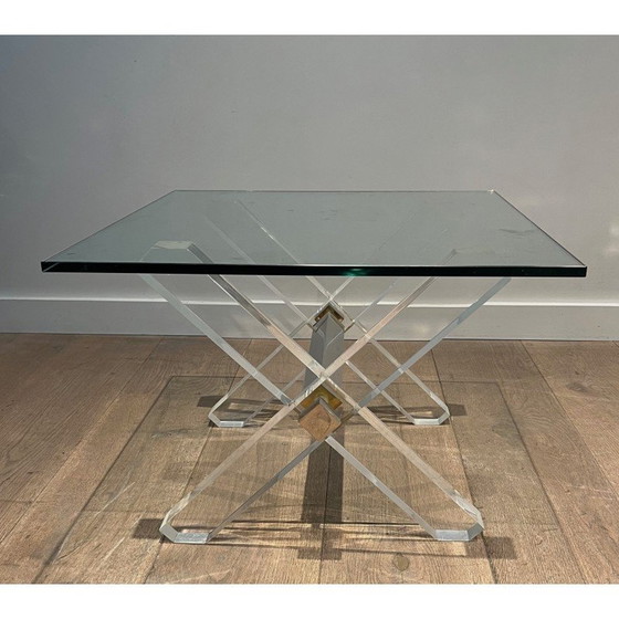 Image 1 of Paire de bouts de canapé vintage en plexiglas et chrome