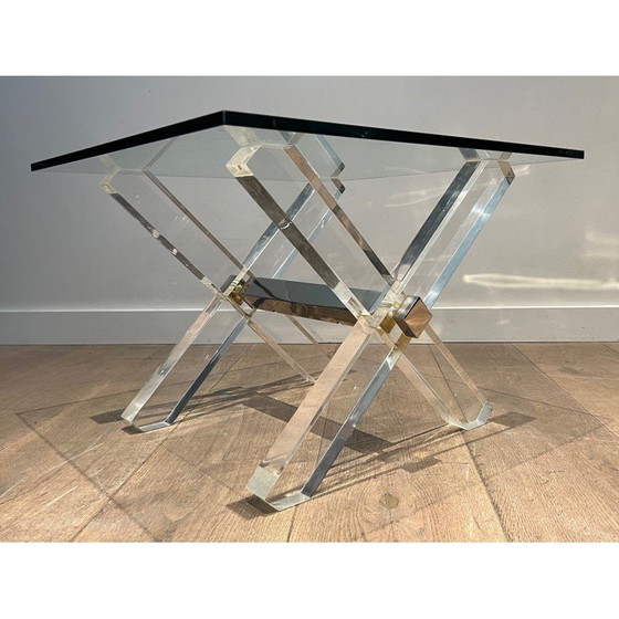 Image 1 of Paire de bouts de canapé vintage en plexiglas et chrome