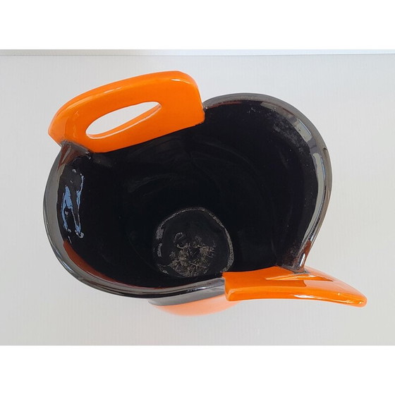 Image 1 of Vase vintage en céramique orange et noire, 1950