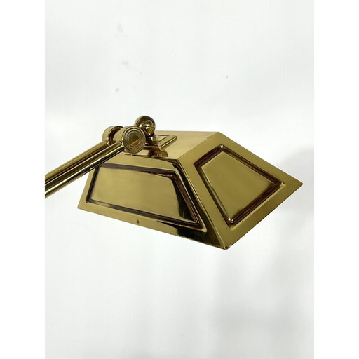 Lampadaire vintage réglable en laiton massif, Italie 1970