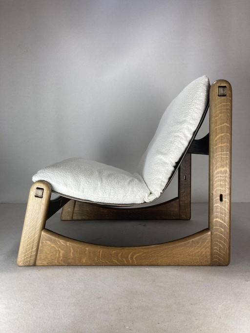 Chaise basse Lounge Relax en bouclé par Carl Straub, 1970S