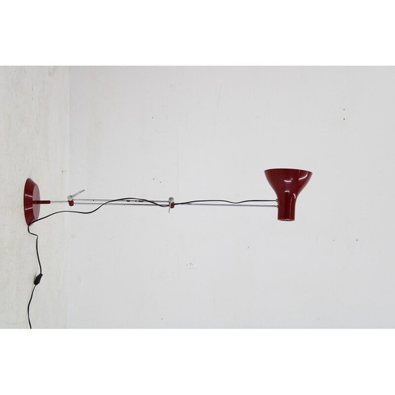 Image 1 of Lampadaire réglable rouge vintage, Tchécoslovaquie 1970