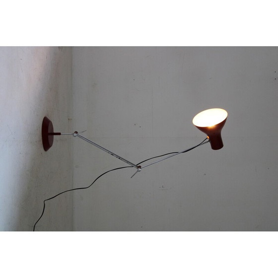 Image 1 of Lampadaire réglable rouge vintage, Tchécoslovaquie 1970