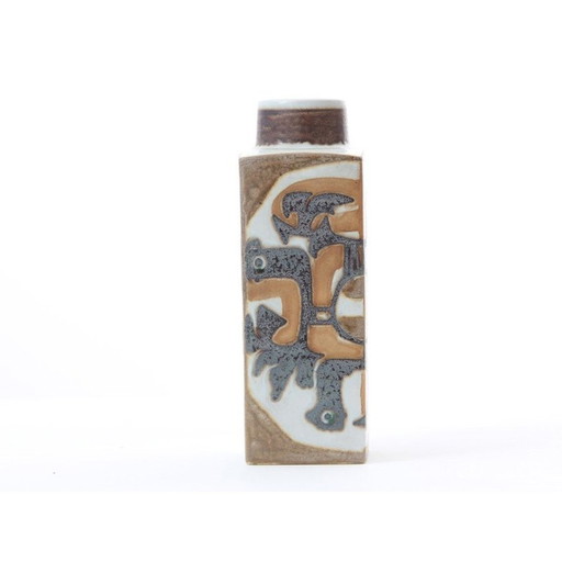 Vase scandinave vintage en céramique carrée avec motif Baca 805 3259 par Johanne Gerber pour Royal Copenhagen, 1960