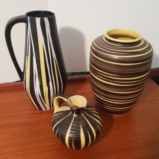 3X Vases en céramique, 1950S