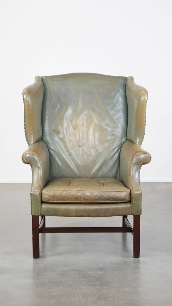 Image 1 of Fauteuil en cuir de bœuf vert