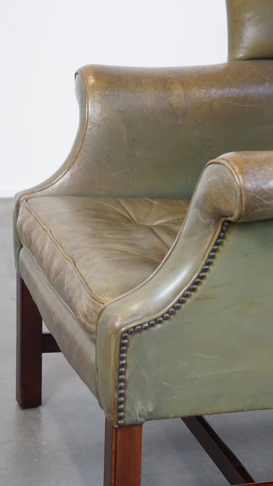 Image 1 of Fauteuil en cuir de bœuf vert