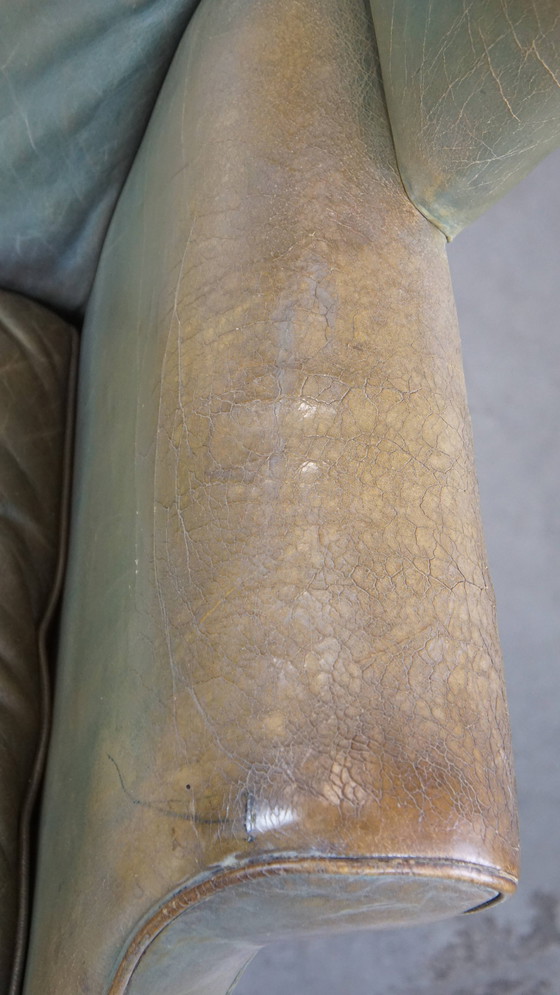 Image 1 of Fauteuil en cuir de bœuf vert