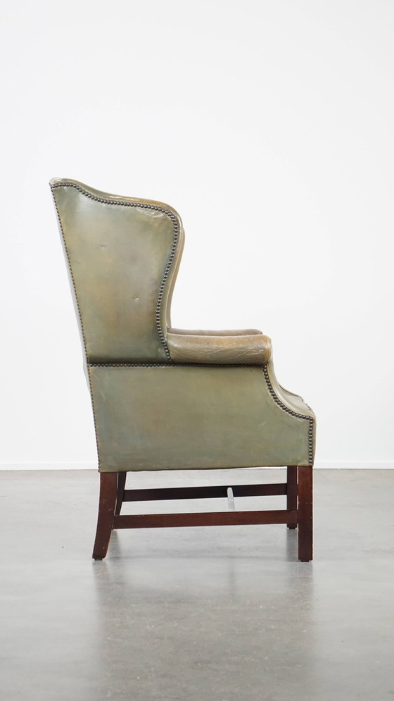 Image 1 of Fauteuil en cuir de bœuf vert