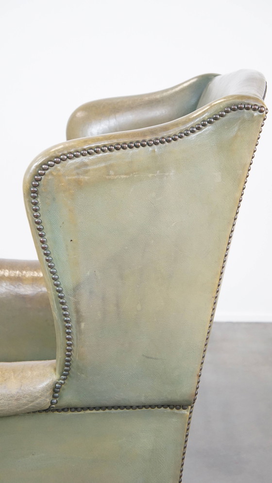 Image 1 of Fauteuil en cuir de bœuf vert