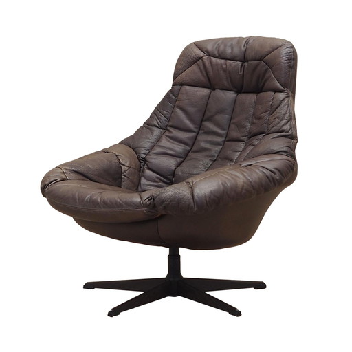 Fauteuil pivotant en cuir, Design danois, 1960S, Designer : H.W. Klein, Manufacture : Bramin