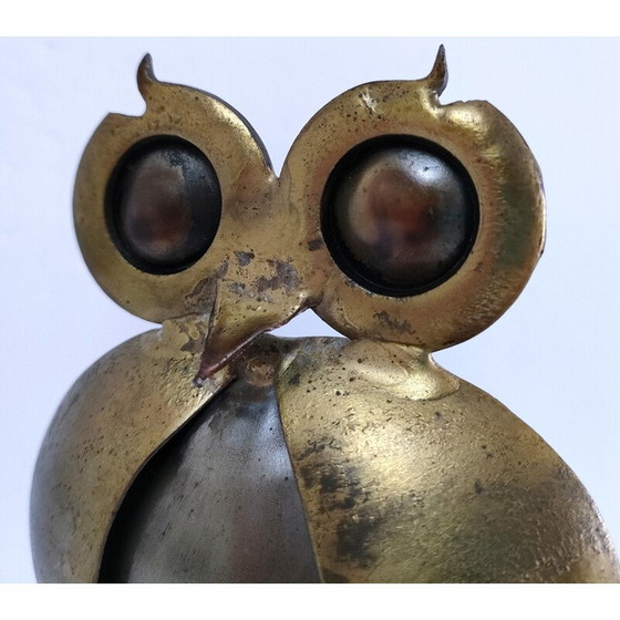 Image 1 of Hibou vintage en métal doré, France 1970