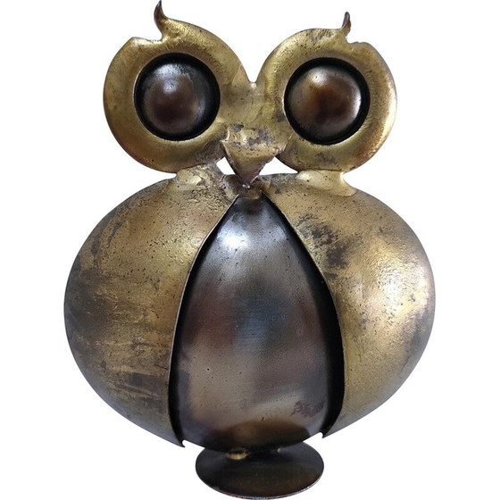 Image 1 of Hibou vintage en métal doré, France 1970