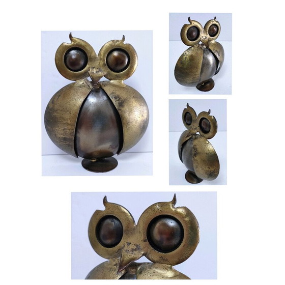 Image 1 of Hibou vintage en métal doré, France 1970