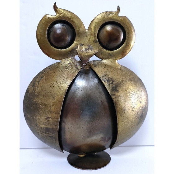 Image 1 of Hibou vintage en métal doré, France 1970